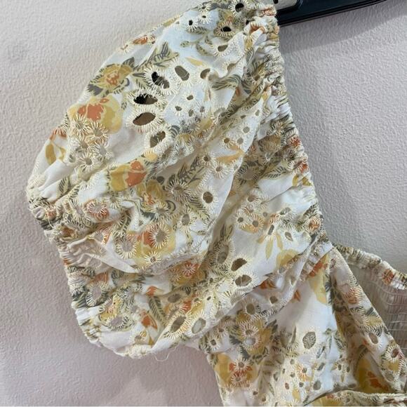 En Saison Floral Eyelet Mini Dress Puff Sleeve Cottagecore XS - Picture 7 of 10